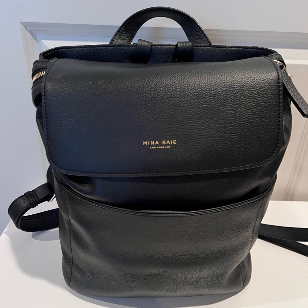 Black Leather Backpack Tote - Picture 2 of 6